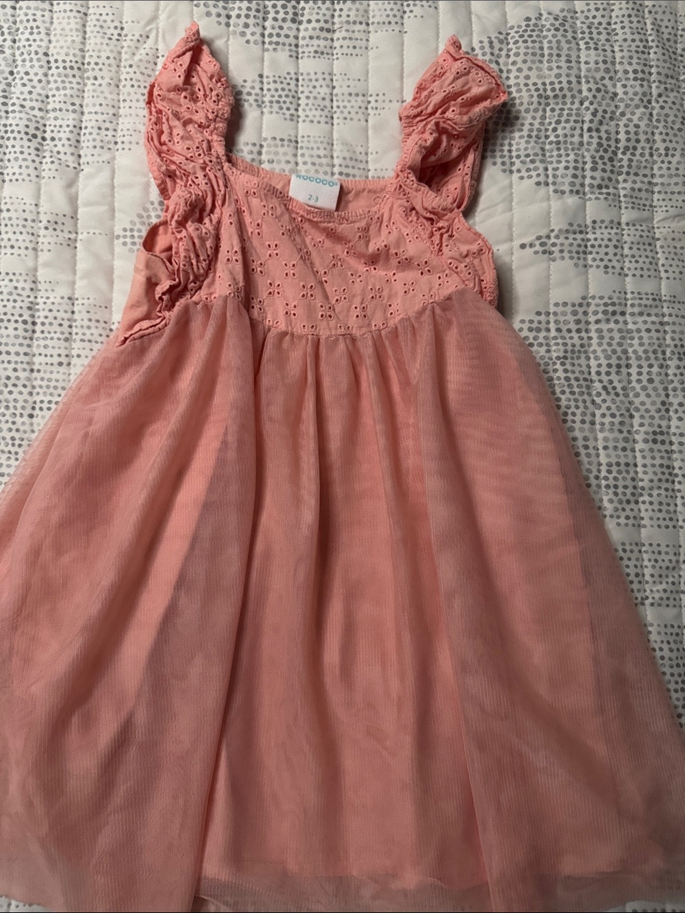 Sleeveless Pink Eyelet & Tulle Girls' Dress